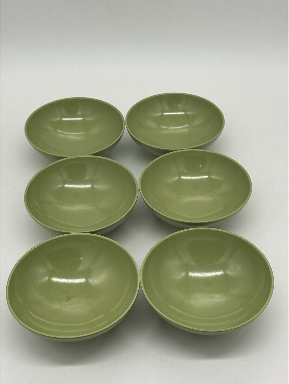 Set of 6 Vintage Texas-Ware G-10 Small Berry Bowls Avocado Green Melmac MCM